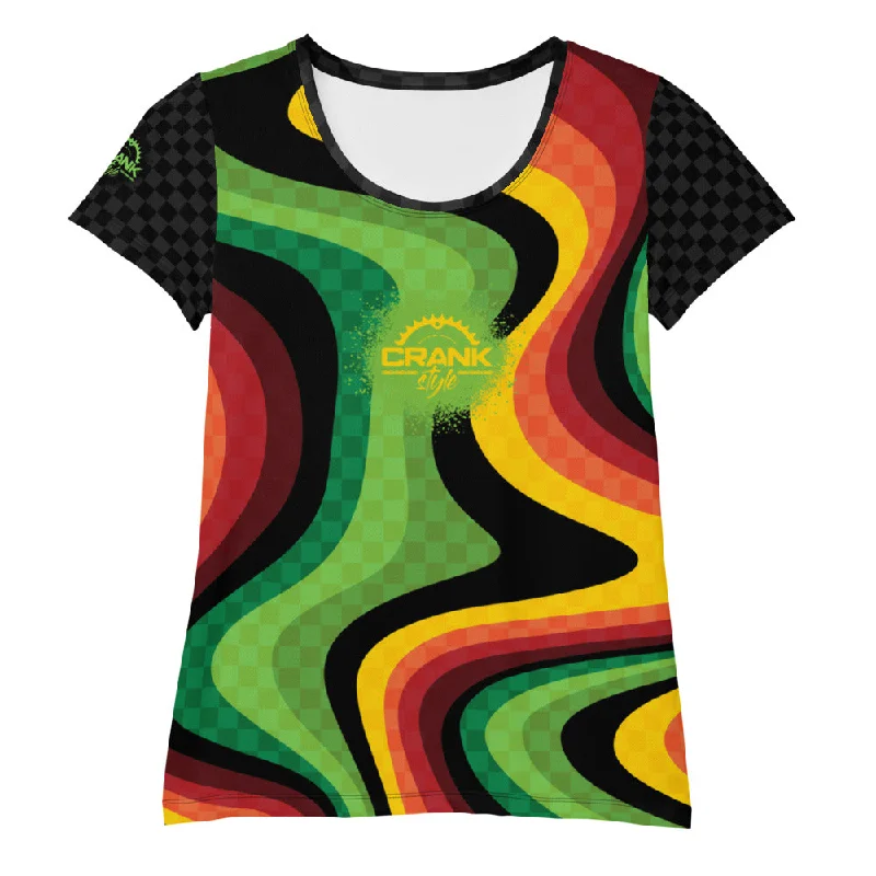 Women's New Microblok Anti-Microbial Rasta Swirl MTB Jersey Striped Jersey Top