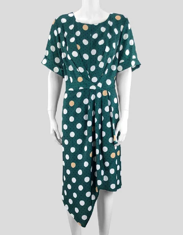 ELOQUII Green Print Dress With Front Ruching - 16 US Tunics Velvet soft