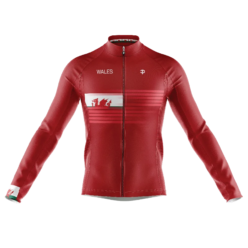 Wales V3 Long Sleeve Cycling Jersey High Neck Jersey Shirt