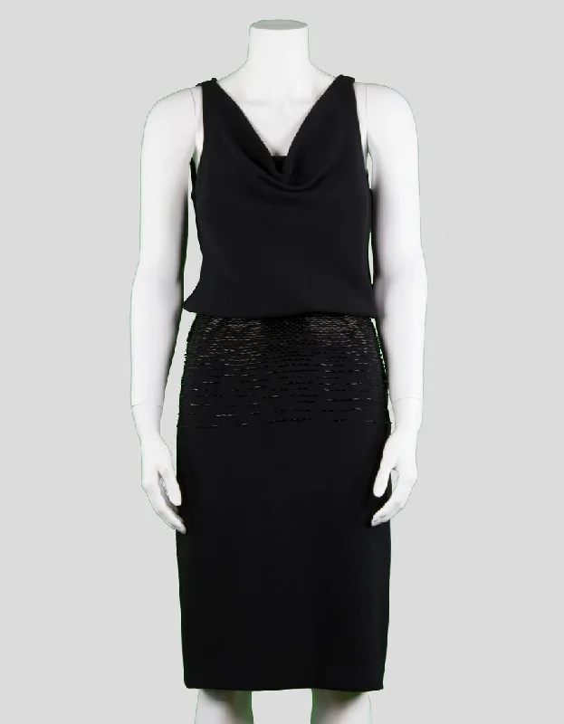 Carmen Marc Valvo Collection Black Sleeveless To The Knee Cocktail Dress - 6 US Cowl Neckline Elegant