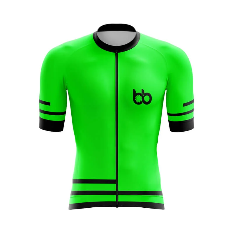 Bicycle Booth Outline (Green) Aero Jerseys Geometric Jersey Top