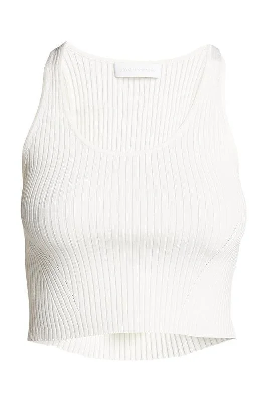 Cecilia Crop Top - White Asymmetrical Pockets Print