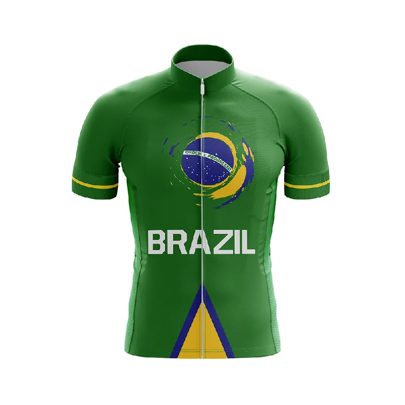 Team Brazil V1 Short Sleeve Cycling Jersey Glamorous Jersey Tee