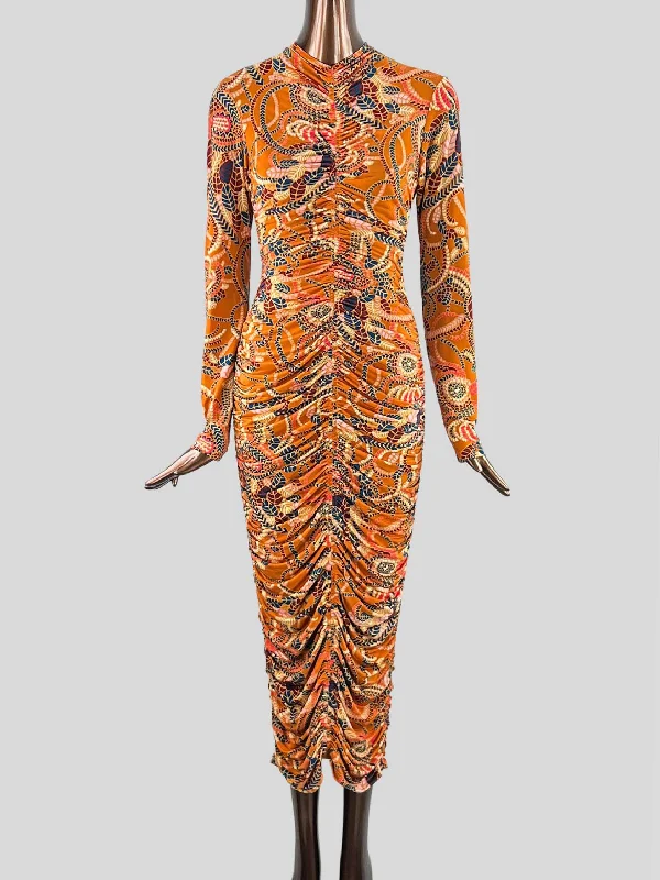 A.L.C. Printed Midi Length Dress - Large Tunics Mesh breathable