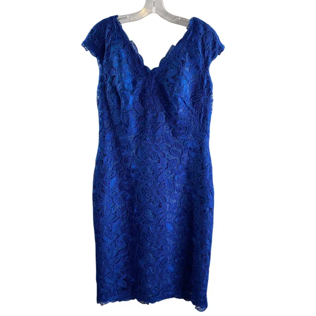 TADASHI SHOJI Size 12 Blue Lace Cap Sleeve DRESS Tunics Seasonal trendy