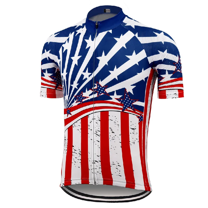 Stars & Stripes USA Short Sleeve Cycling Jersey Vintage Jersey Tee