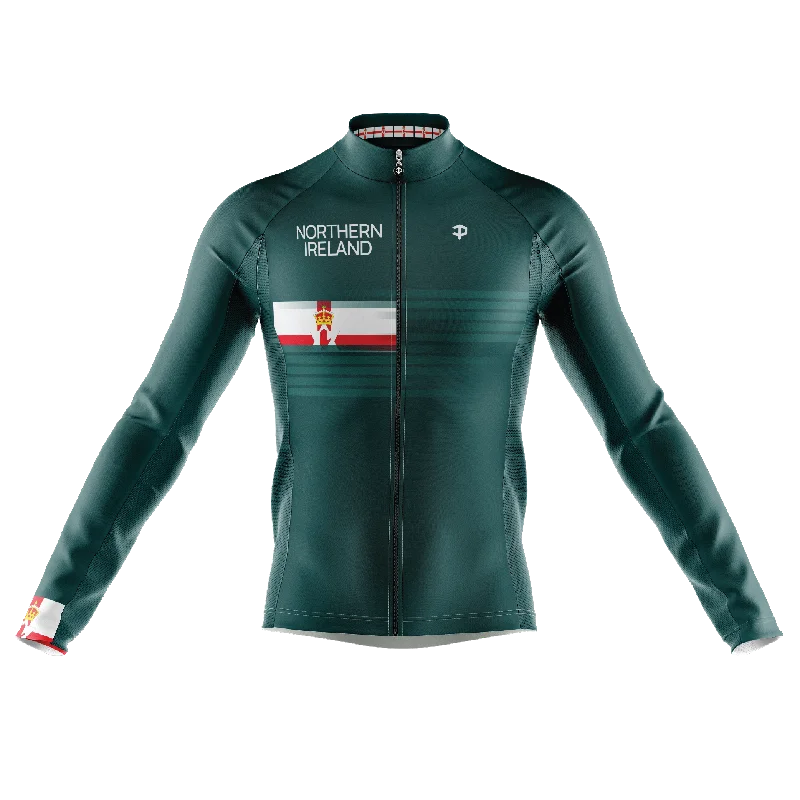 Northern Ireland V3 Long Sleeve Cycling Jersey Olive Green Jersey Tee