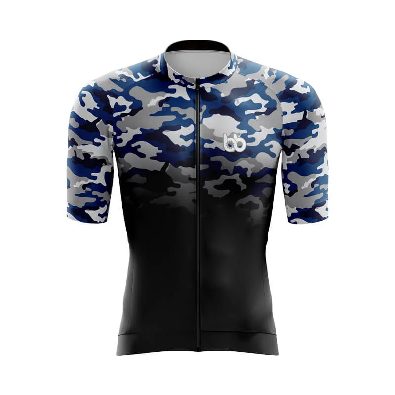 Camouflage Neck Aero Jerseys (V3) (Blue-Black) Evening Jersey Tee