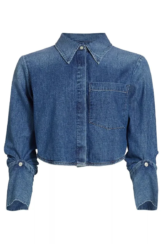 Bea Crop Top - Ambrose Spandex Blend Rayon Blend Denim Blend