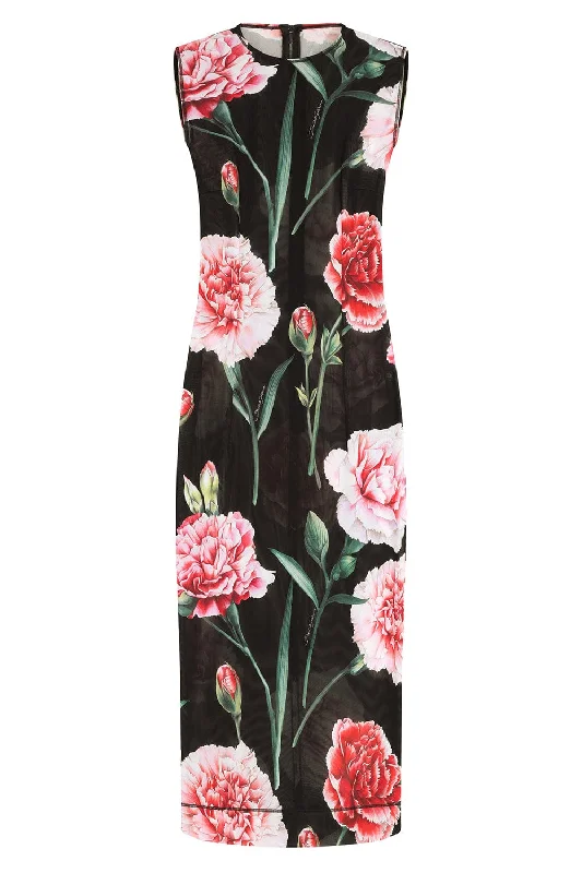Sleeveless Fitted Floral Dress sweetheart Neckline Romantic