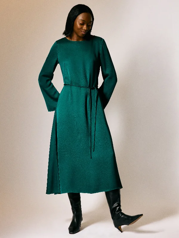 Satin Back Crepe Dress | Green Tunics Fashionable chic