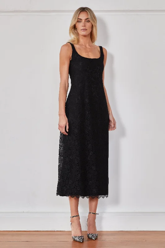 MA Dainty - BLOOM - Dress - Black Lace DTY03891 A-Line Day Work