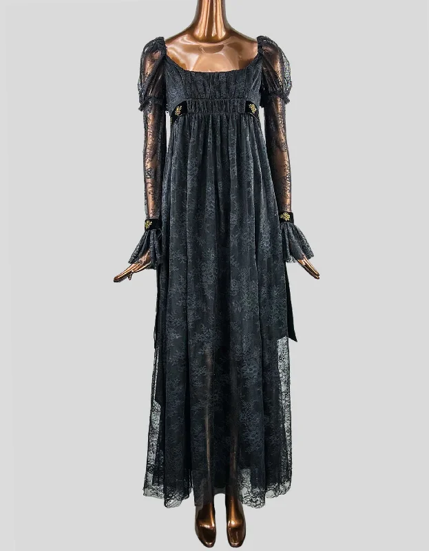 PHILOSOPHY DI LORENZO SERAFINI Lace Evening Dress with Velvet Bows - 2 US | 38 IT Tunics Sale discount