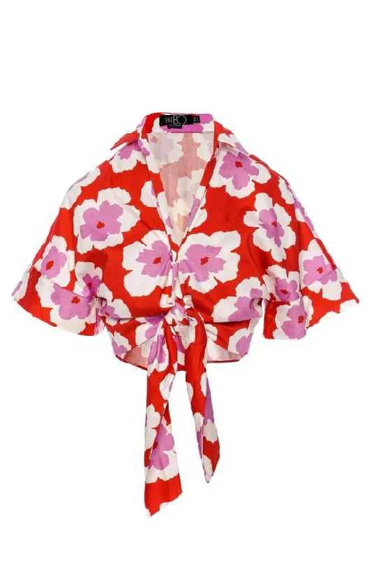 Tie Front Crop Top Hooded Caped Shawl Collar