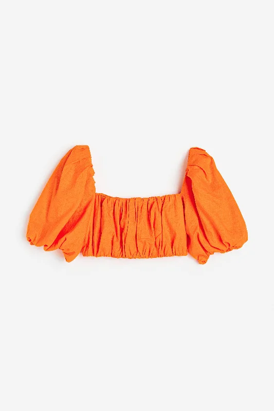GATHERED CROP TOP Silk Blend Satin Velvet
