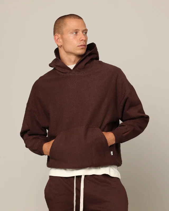 Carré Blanc Oversized Hoodie Brown Hoodie with Full-Zip Functional Layering