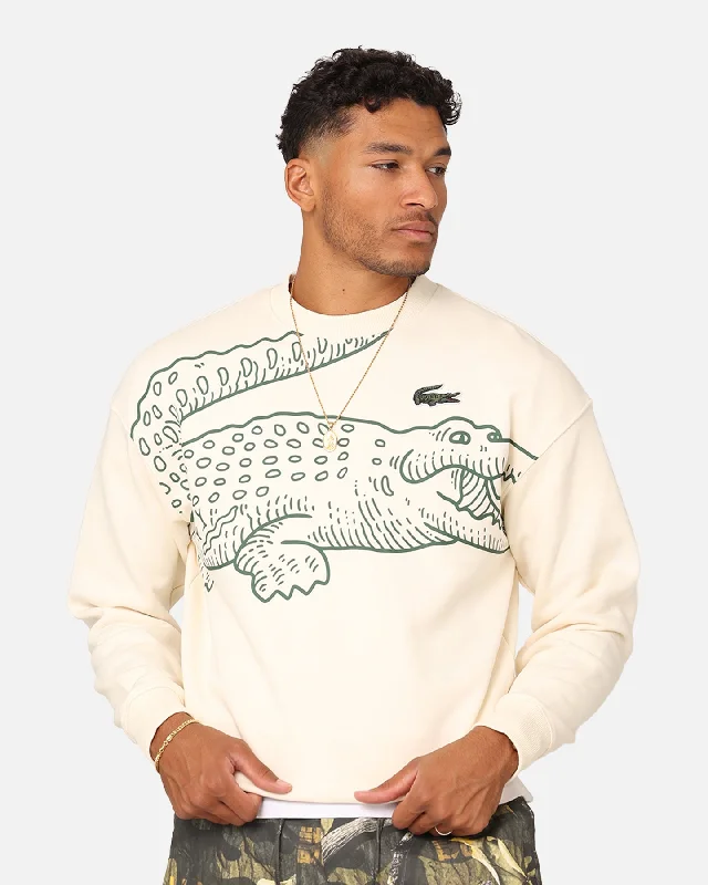 Lacoste Big Croc Loose Fit Sweatshirt Lapland Hoodie with High-Low Hem Asymmetrical Trendy