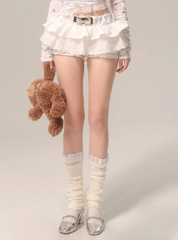 Elegant Bow Lace White Skirt denim skirt classic