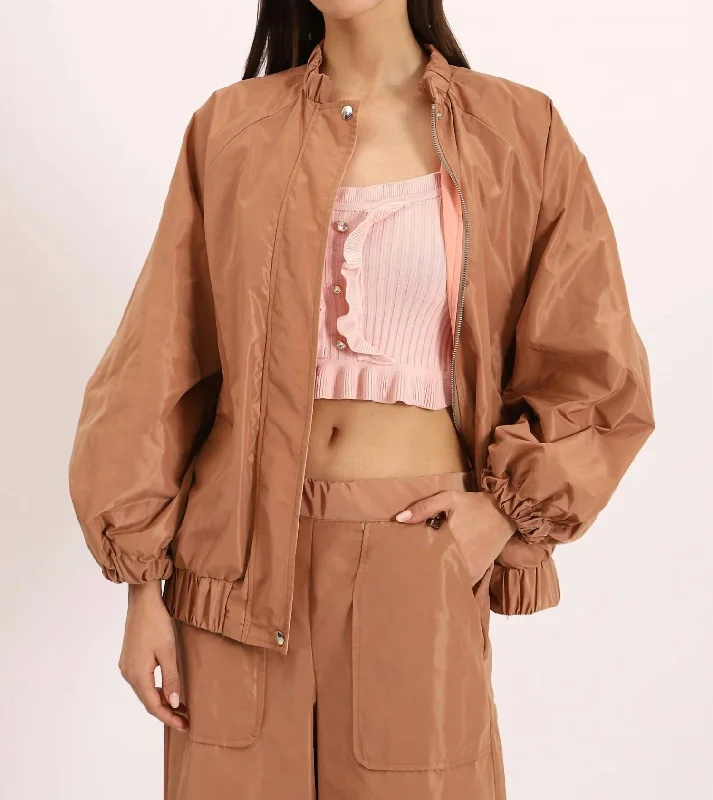 Re-Nylon Blouson Jacket In Tan Faux Fur Jacket Real Fur Jacket Shearling Jacket
