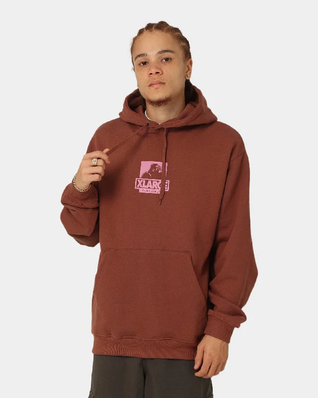 X-Large 91 Hoodie Brown/Pink Hoodie with Full-Zip Functional Layering