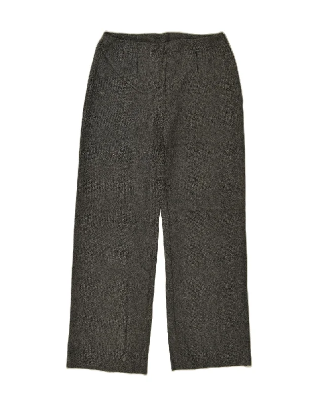 BENETTON Womens Straight Casual Trousers IT 46 Large W28 L30 Grey Wool Trousers fashionable chic