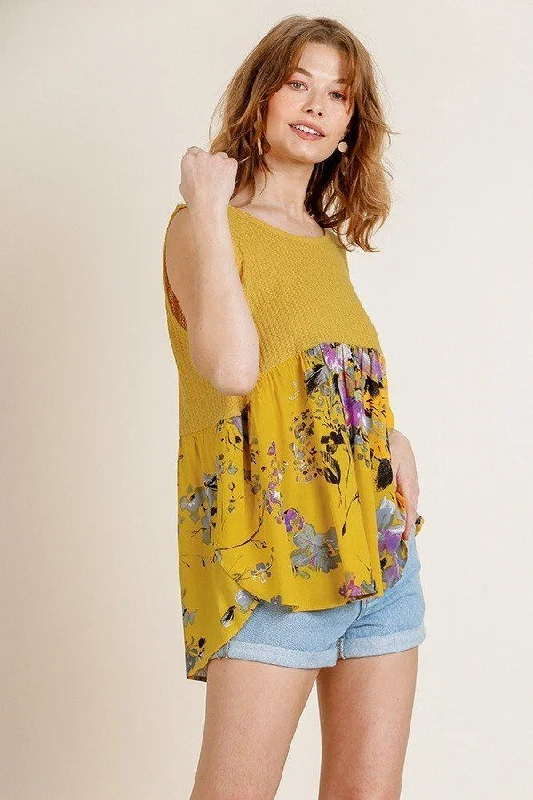 Sleeveless Waffle Knit Round Neck Tank Top coral tank top