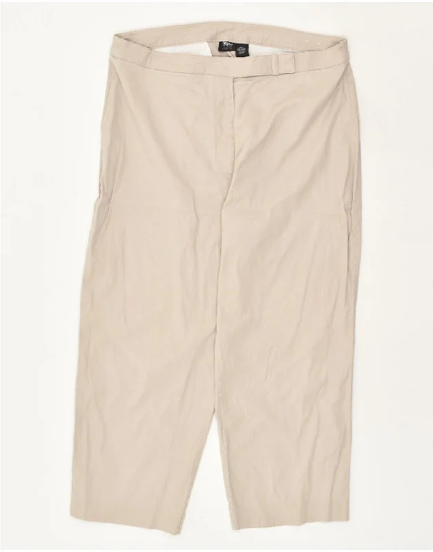 MOSSIMO Womens Crop Straight Chino Trousers UK 16 Large W34 L24 Grey Ramie Trousers Winter Warm
