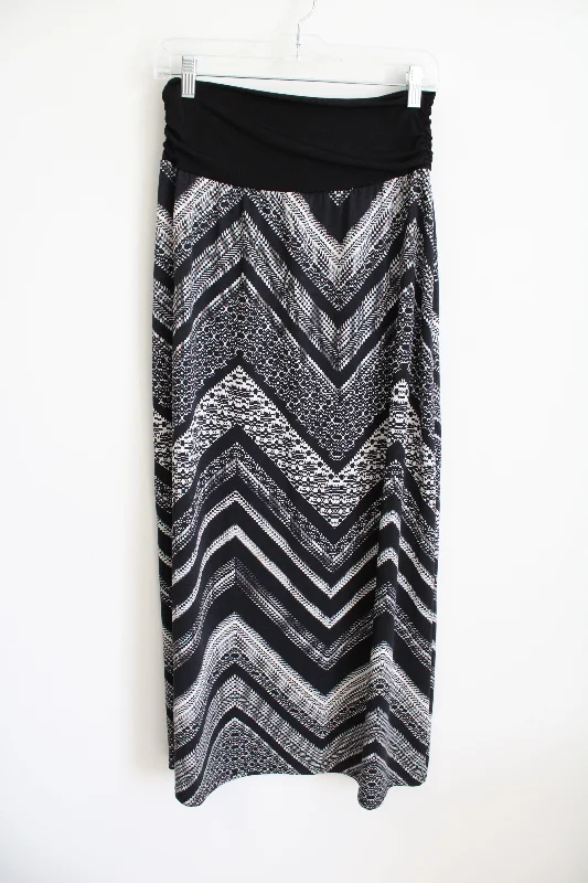 AB Studio Black and White Striped Skirt | L pencil skirt chic