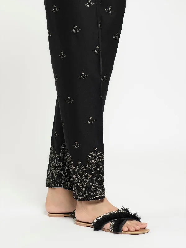 Embroidered Cambric Trouser Trousers Elastic Waist Soft