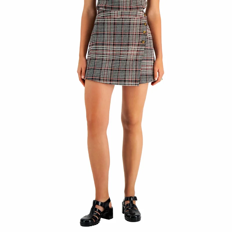 SELFIE - Printed hounds tooth Mini Skirt silk skirt sleek