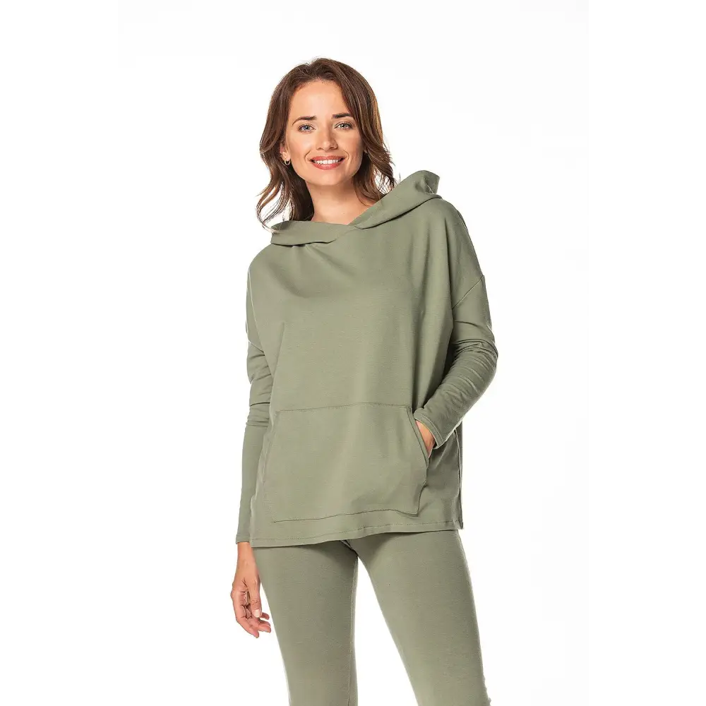 Sweatshirt tessita Hoodie with Tied Waist Feminine Flattering