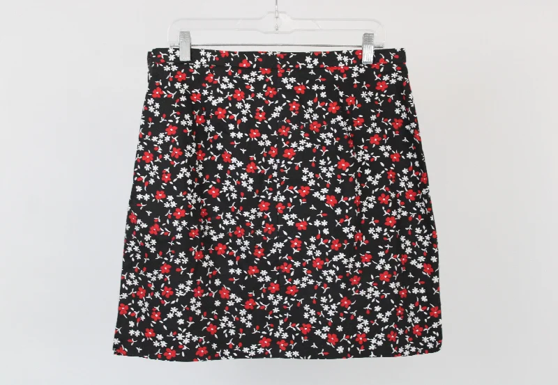 Fashion Bug Black Floral Skirt | 14 linen skirt breathable