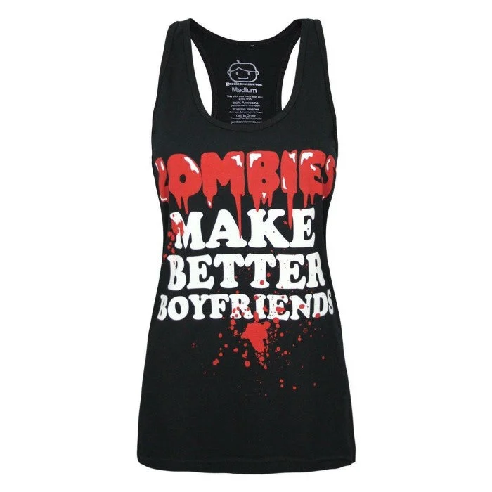 Goodie Two Sleeves Womens/Ladies Zombies Make Better Boyfriends Tank Top lime green tank