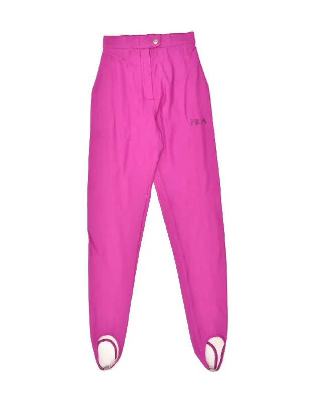 FILA Womens Skinny Stirrup Trousers US 6 Medium W24 L32  Pink Cotton Trousers practical easy-care