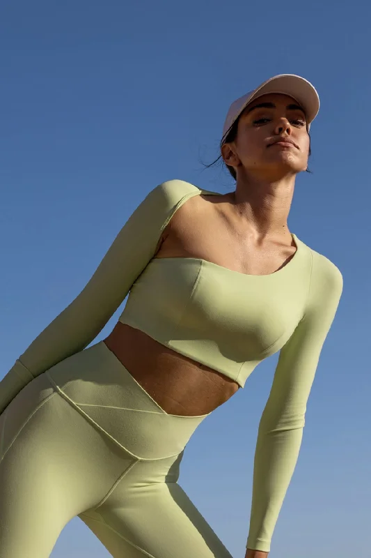 Unique Cut Long Sleeve Crop Top Notch Collar Peter Pan Collar Cowl Neck
