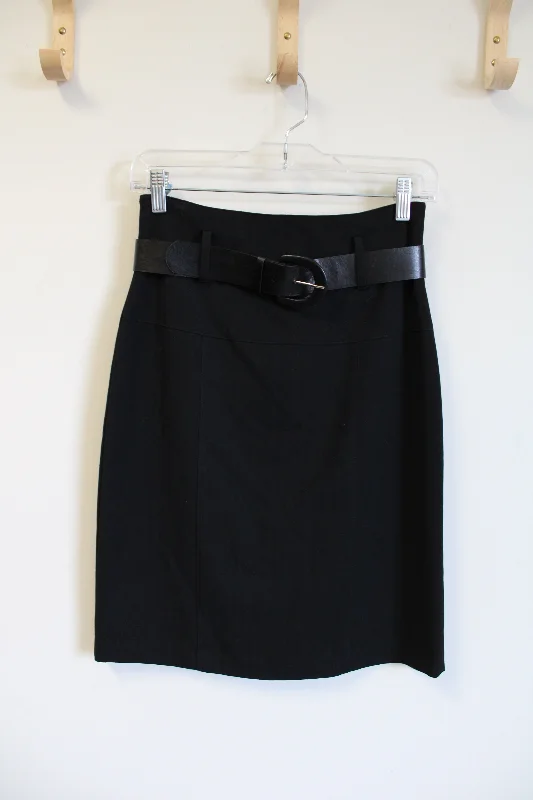 Wrapper Black Fitted Belt Skirt | 3 ruffled skirt detail