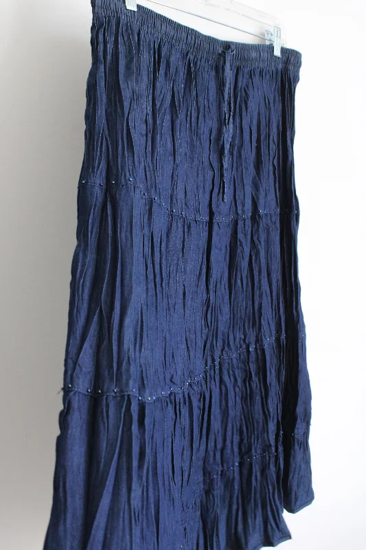 Alfred Dunner Beaded Pleated Chambray Skirt | 16 maxi skirt elegant