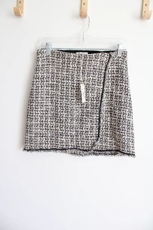 NEW Max Studio Teed Black White Woven Mini Skirt | S linen skirt relaxed