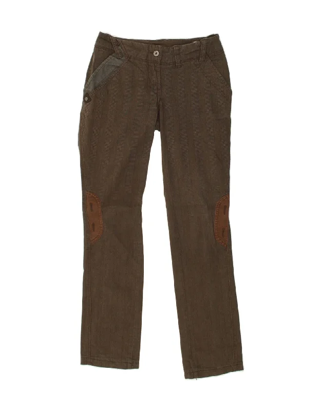 MURPHY & NYE Womens Straight Chino Trousers W26 L30 Brown Cotton Trousers Fleece Cozy
