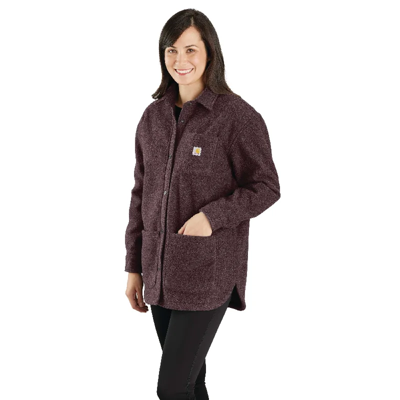 105988 - WOMEN'S LOOSE FIT BRUSHED FLEECE SHIRT JACKET Rayon Jacket Velvet Jacket Corduroy Jacket