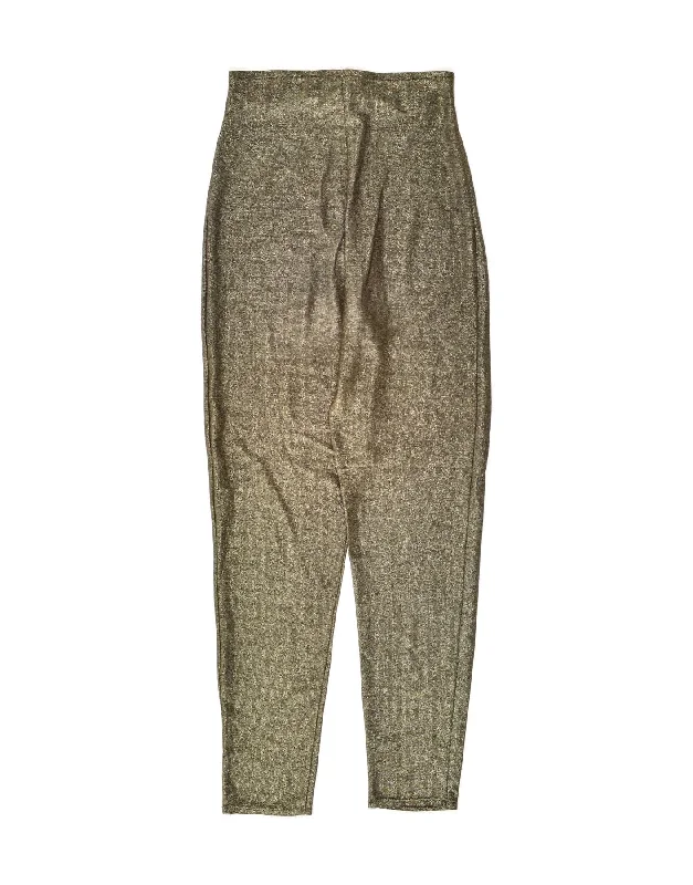 VINTAGE Womens See Through High Waist Trousers IT 44 Medium W22 L27 Gold Chinos Cotton Straight Leg