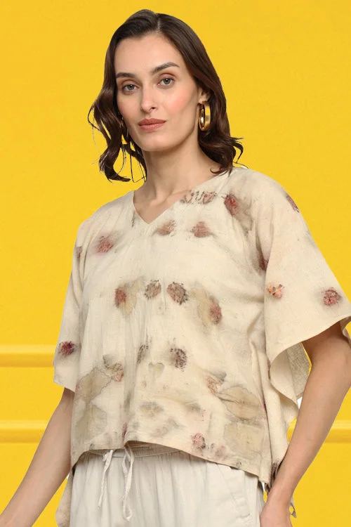 Bageeya "Kumkum " Natural Dyed Handspun Organic Cotton Crop Top Handmade Hand-knitted Hand-woven