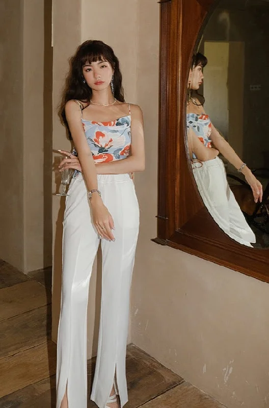 ST | Truncata Tied Crop Top Striped Floral Plaid