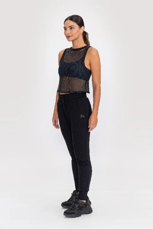 Sport Net Crop Top Zippered Buttoned Snapped