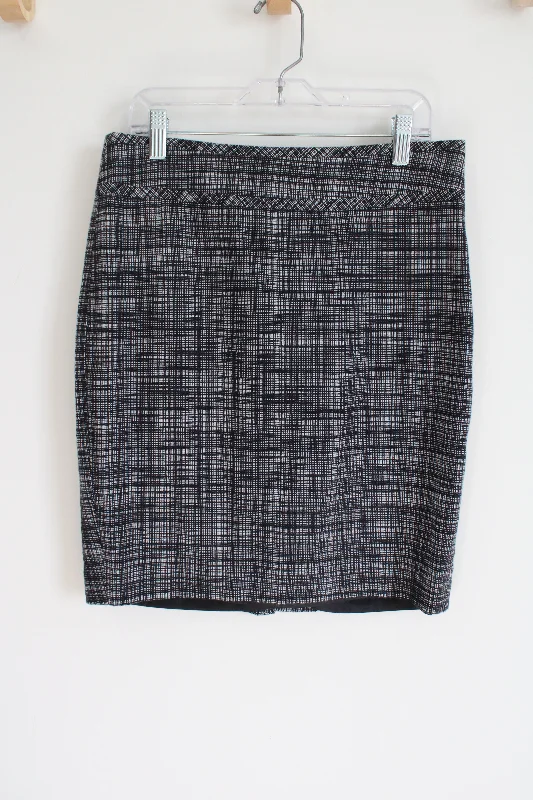 LOFT Black White Textured Pencil Skirt | 0 high slit skirt