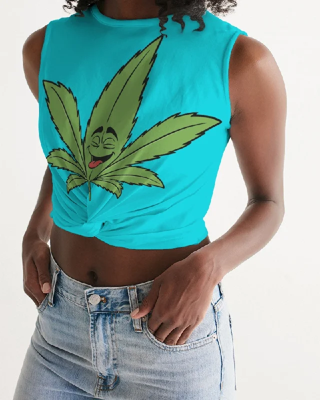 LOUD Tia Blue Women's Twist-Front Tank stretchy tank top