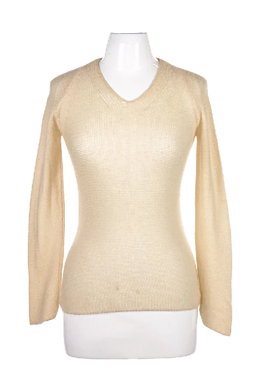 Beige Vneck Sweater Elegant Classic Vintage