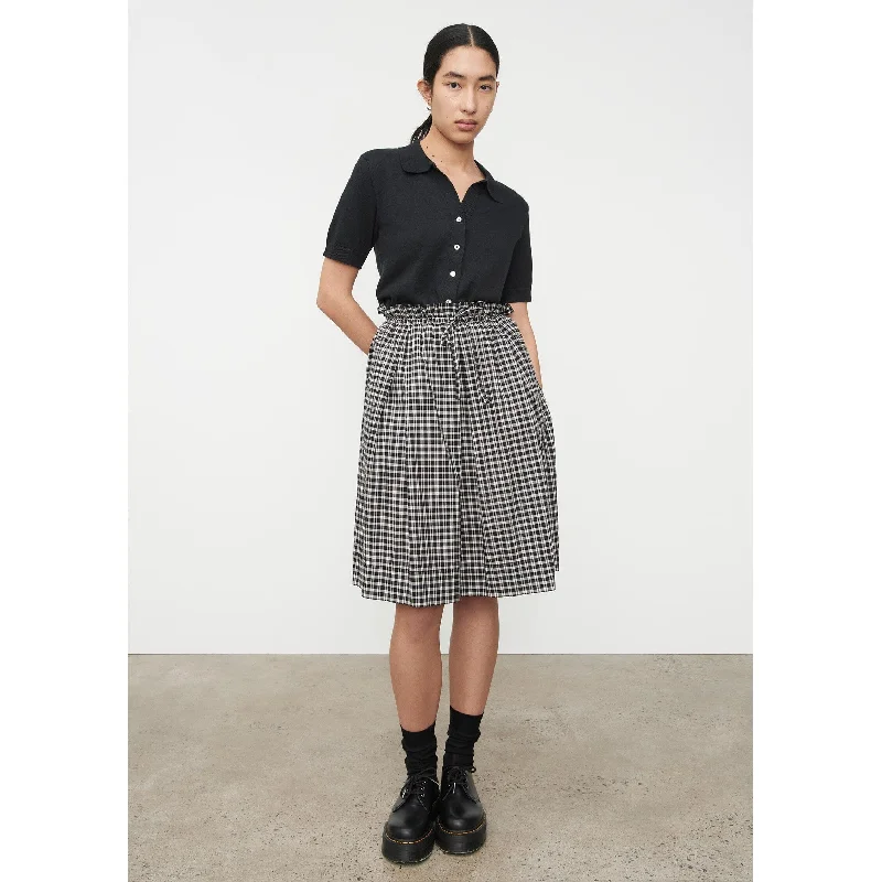 Kowtow Stevie Skirt - Monochrome Check button skirt front