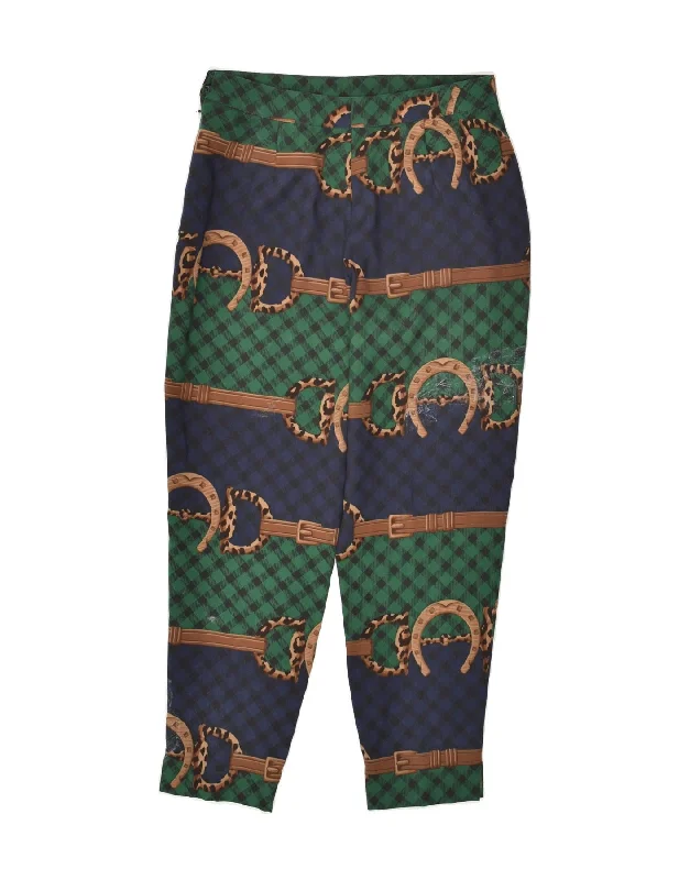 VINTAGE Womens Hockey Graphic Tapered Trousers IT 44 Medium W28 L27  Green Trousers luxurious high-end