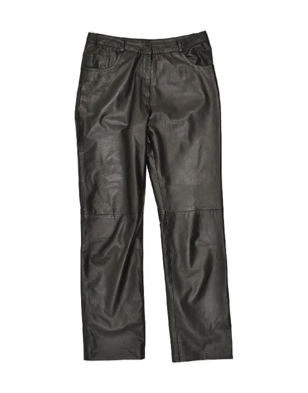 VINTAGE Womens Slim Faux Leather Trousers IT 42 Medium W28 L28 Black Trousers Party Sparkling